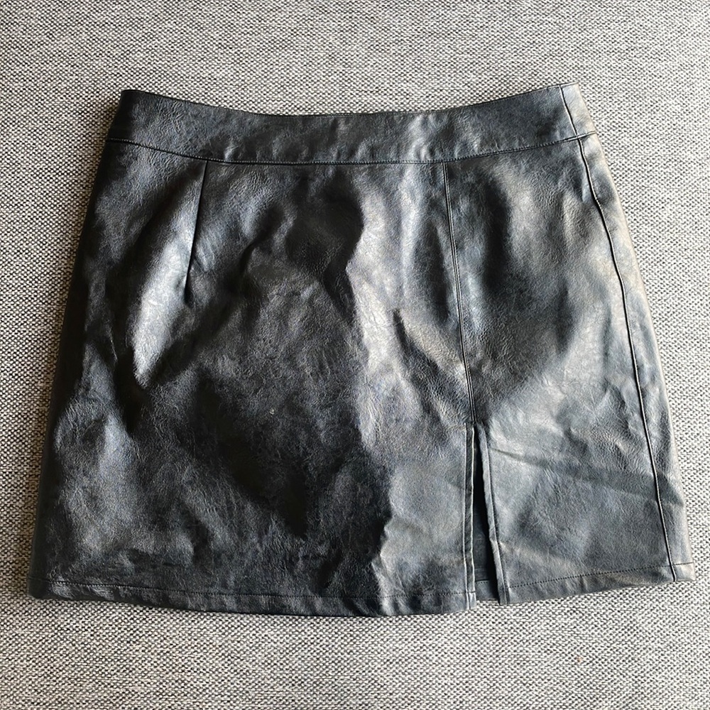 Black faux leather skirt